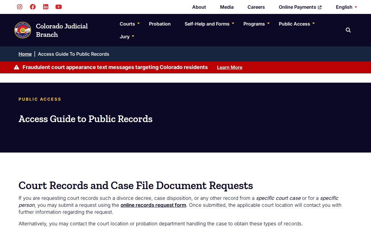 Public access limits for Baca County bench warrant records