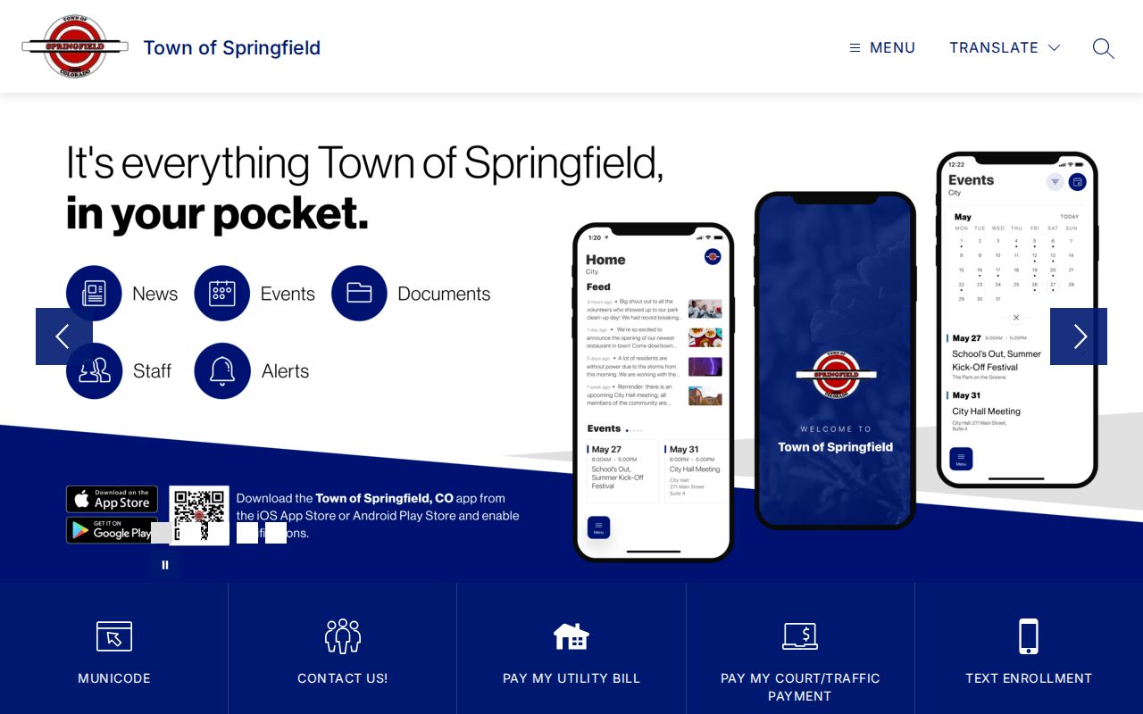 Baca County Springfield town contact and court traffic payment route